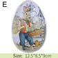 Metal Easter Egg Shape Cute Bunny Rabbit Printed Egg Candy Box