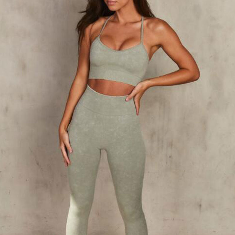 Women Seamless Sports Bra Long Sleeve Crop Top Set