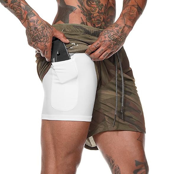 Sport Shorts Men Sportswear Double-deck Running Shorts 2 In 1 Bottoms