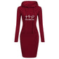 Spring Autumn Sweatshirt Long-Sleeved Dress with Hood
