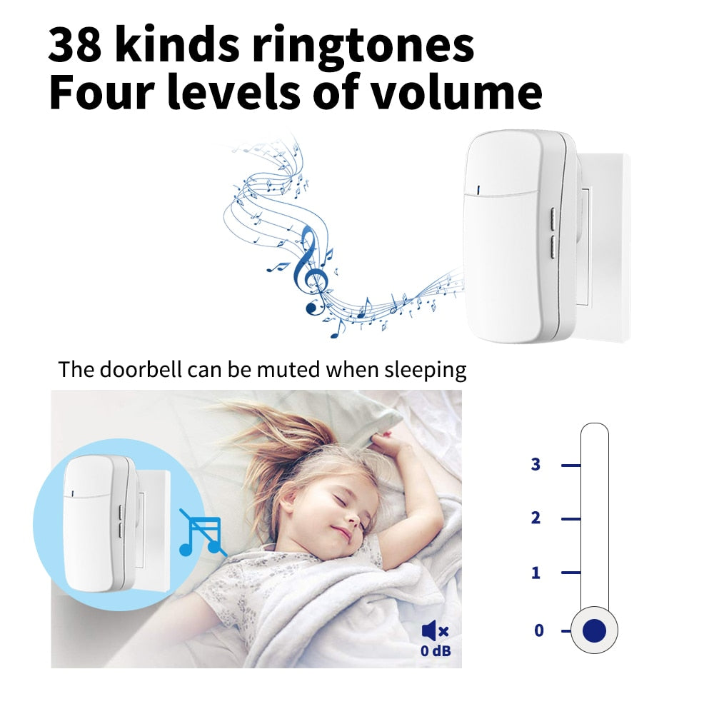 Wireless Doorbell No Battery required Waterproof Self-Powered Door bell