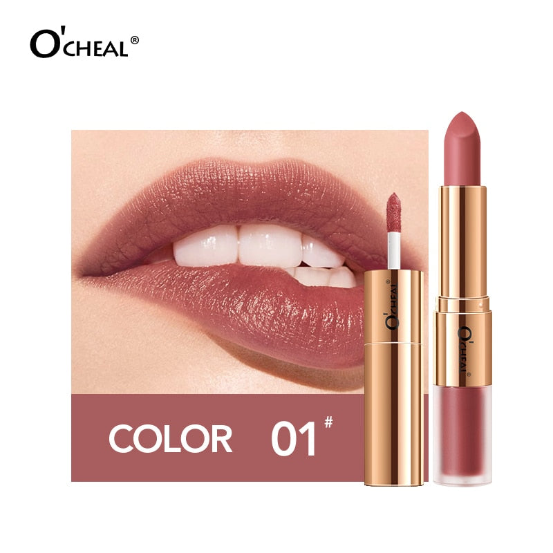 Dual Head 12 Colors Lip Gloss Long Lasting Moisture Lipstick