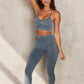 Women Seamless Sports Bra Long Sleeve Crop Top Set