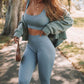 Seamless Sport Set Women 2 Two Piece Crop top Bra Leggings Shorts Yoga Set