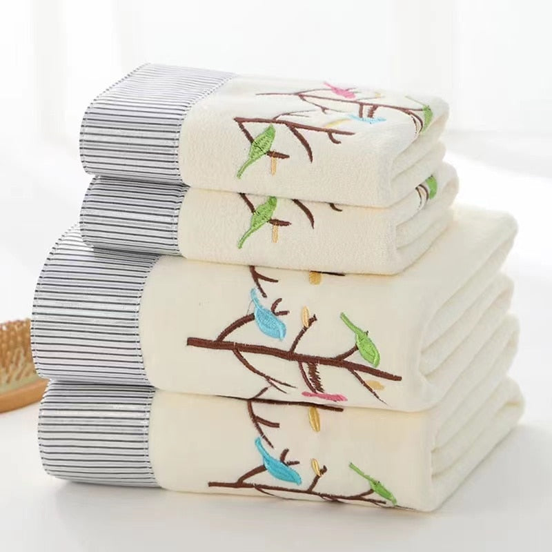 Microfiber Towel Set Luxury Lace Embroidered Bath Towel Gift Set