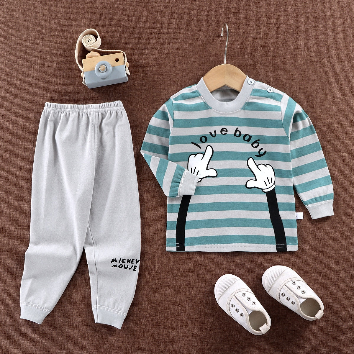 0-2year Baby Girls Boys Clothes Set Winter Christmas Mickey Mouse Set