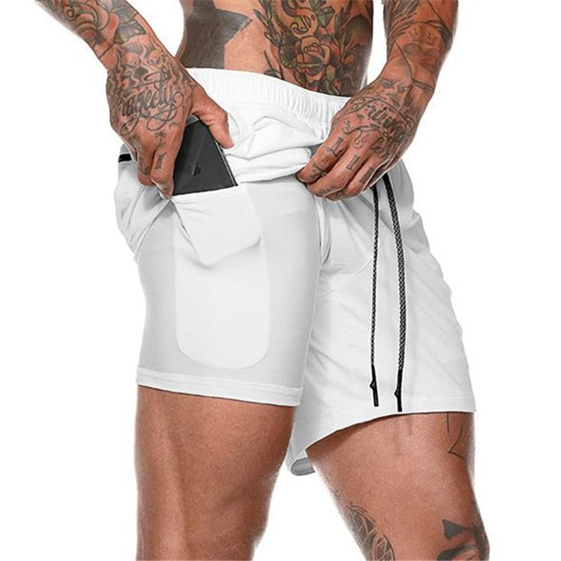 Sport Shorts Men Sportswear Double-deck Running Shorts 2 In 1 Bottoms