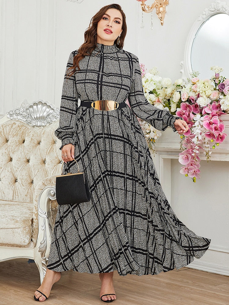 Women Plus Size Large Maxi Dress Elegant Long Sleeve