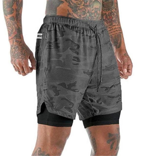 Sport Shorts Men Sportswear Double-deck Running Shorts 2 In 1 Bottoms