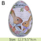 Metal Easter Egg Shape Cute Bunny Rabbit Printed Egg Candy Box