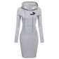 Spring Autumn Sweatshirt Long-Sleeved Dress with Hood