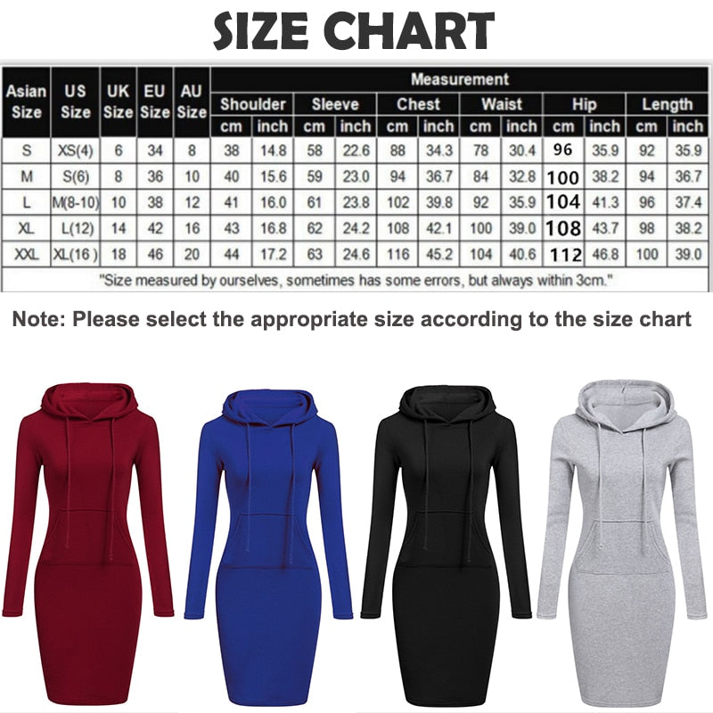 Spring Autumn Sweatshirt Long-Sleeved Dress with Hood