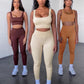 Seamless Sport Set Women 2 Two Piece Crop top Bra Leggings Shorts Yoga Set