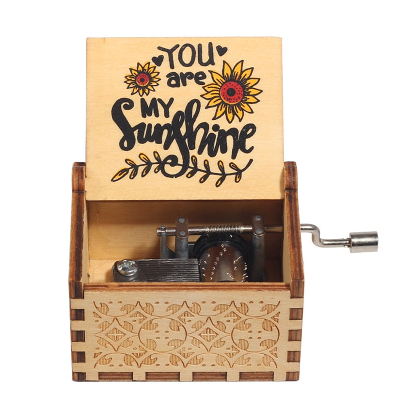 New Wooden Hand Crank Music Box Merry Christmas Music Theme
