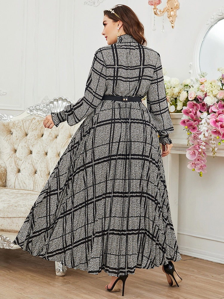 Women Plus Size Large Maxi Dress Elegant Long Sleeve