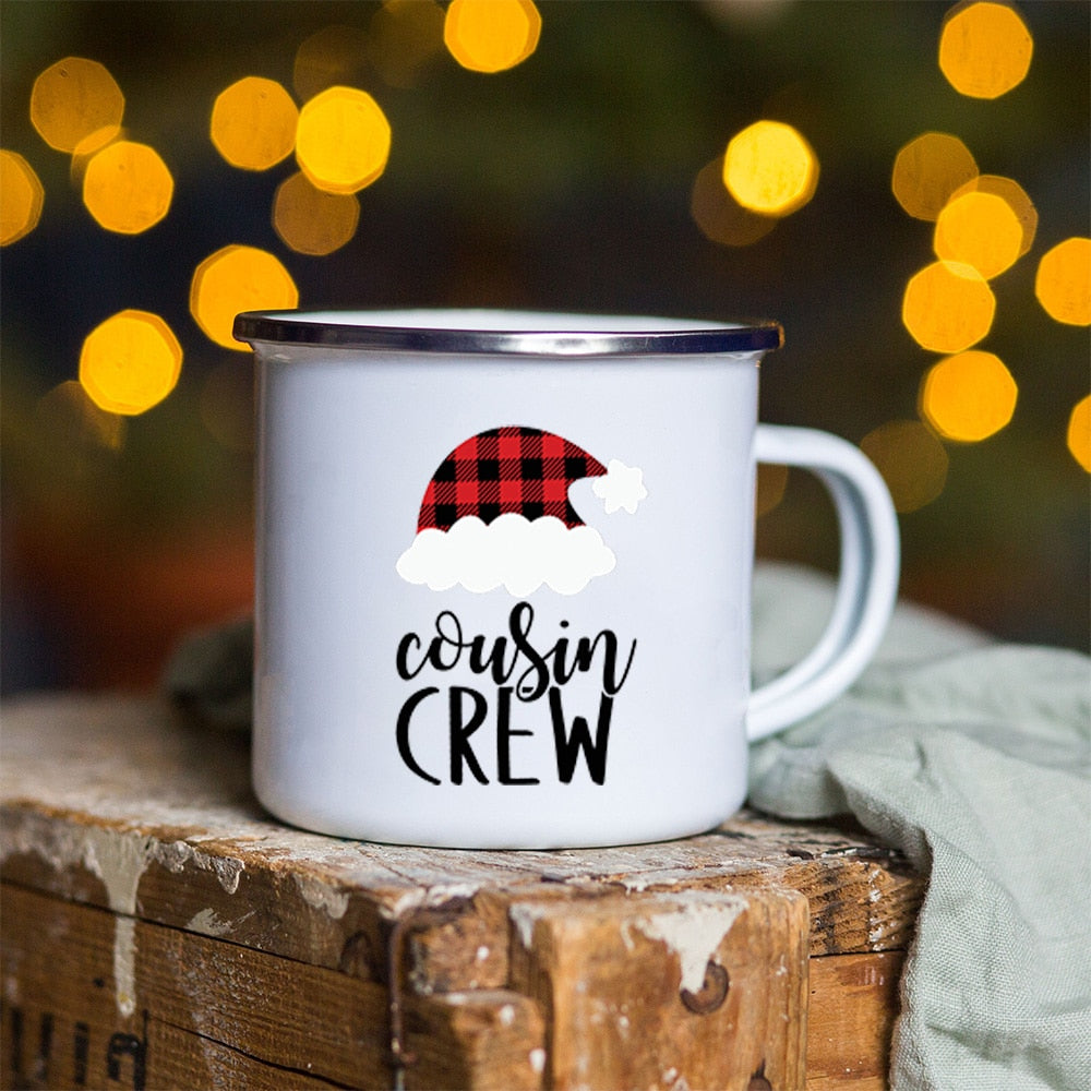 Snowman Deer Print Enamel Coffee Mugs Christmas Gifts New Year Party