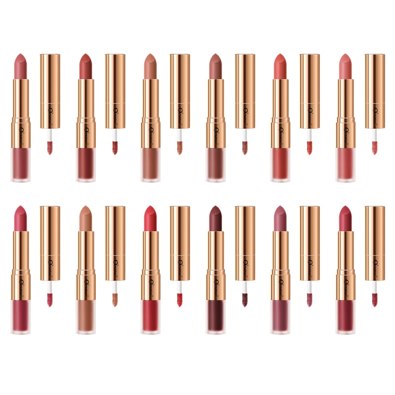 Dual Head 12 Colors Lip Gloss Long Lasting Moisture Lipstick
