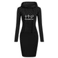 Spring Autumn Sweatshirt Long-Sleeved Dress with Hood
