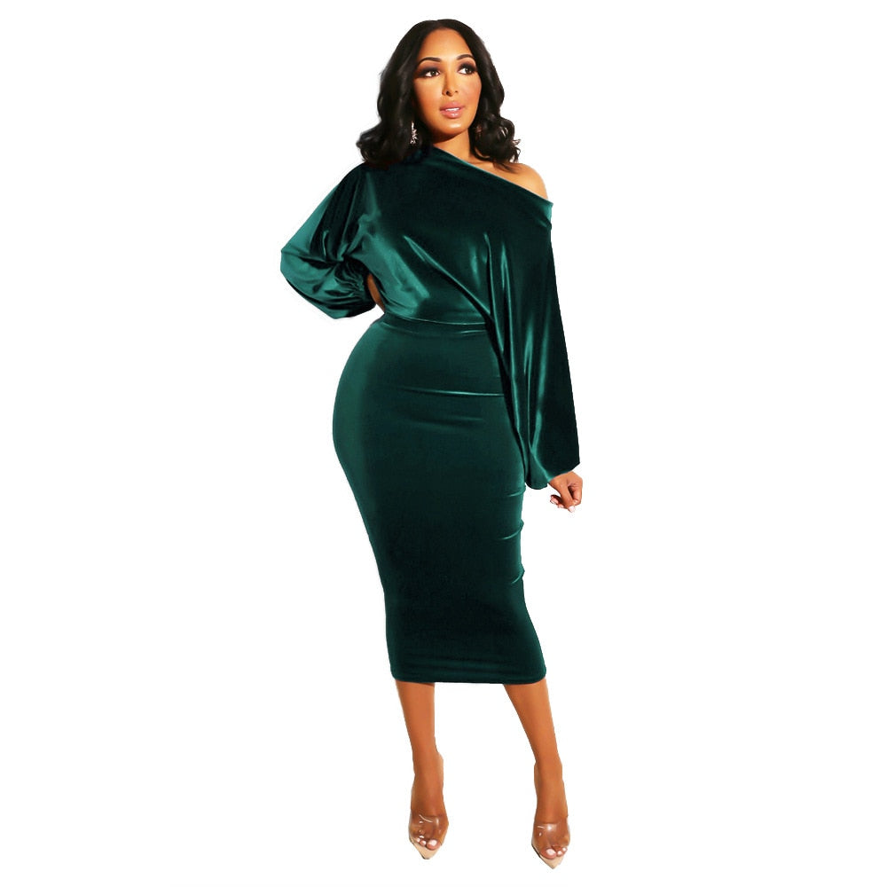 Autumn Elegant One Off Shoulder Long Sleeve